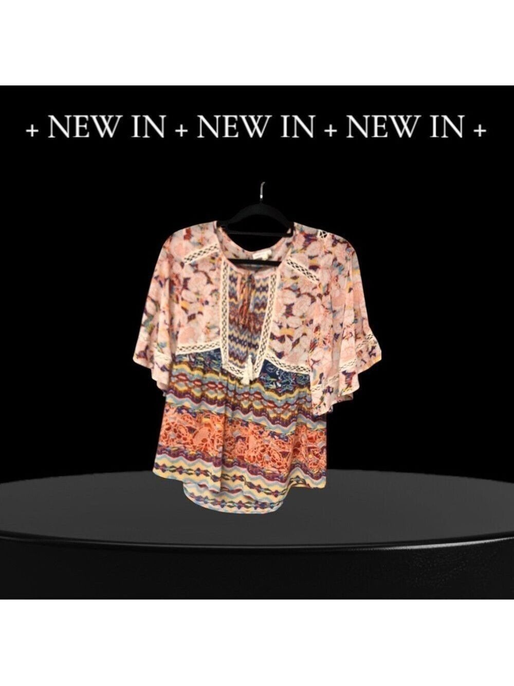 ANTHROPOLOGIE Meadow Rue Flowy Lace Multicolor Floral Bohemian Top - Picture 2 of 6